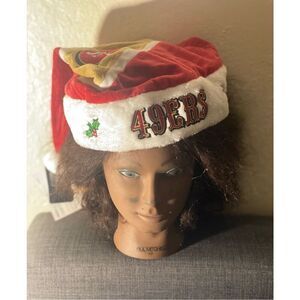 San Francisco NFL 49ers Big Logo plush xmas holiday santa hat foco Red And Gold